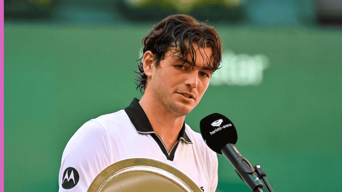 Pictured: Taylor Fritz's runner-up speech at Halle