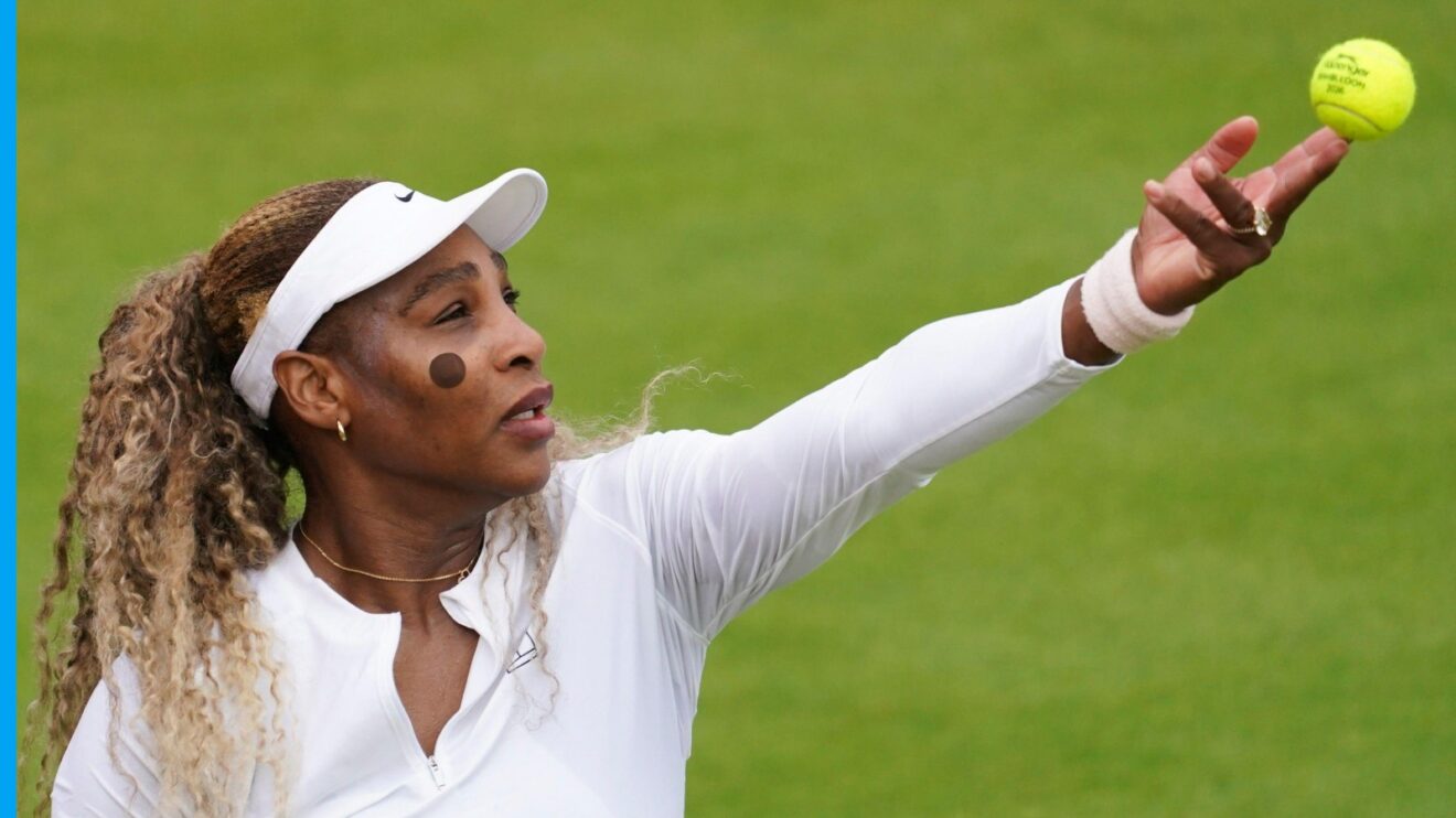 Pictured: Serena Williams practising at Queen's