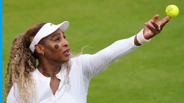 Pictured: Serena Williams practising at Queen's