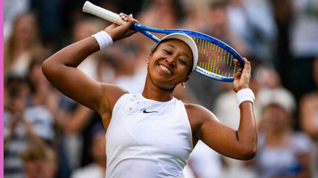 Pictured: A delighted Naomi Osaka after her match