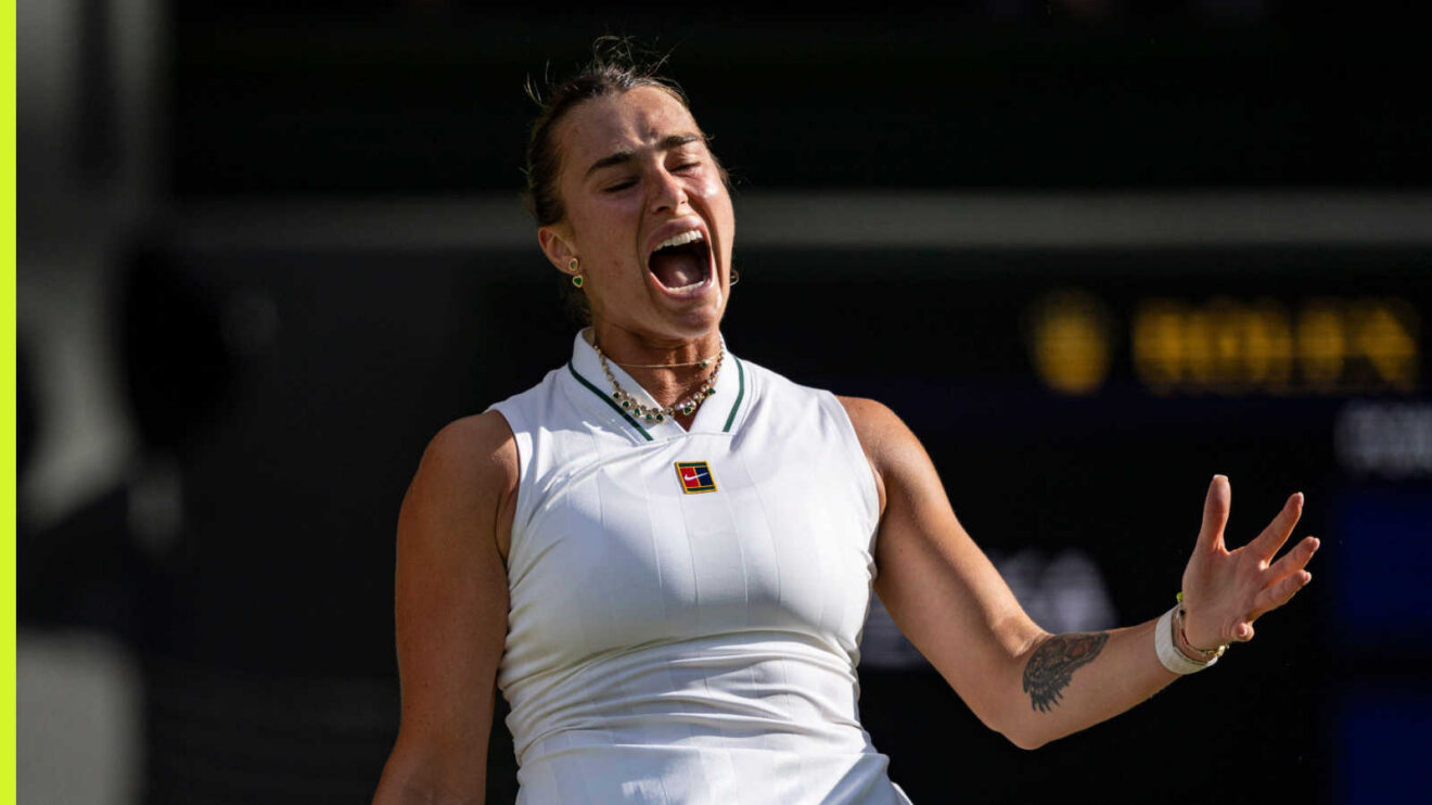 Pictured: A frustrated Aryna Sabalenka