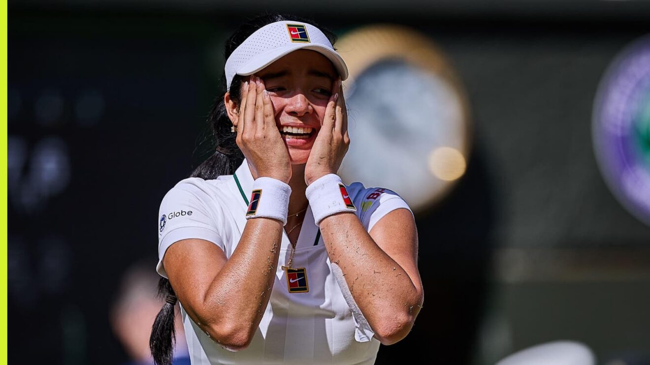 Pictured: Alex Eala celebrates at Wimbledon