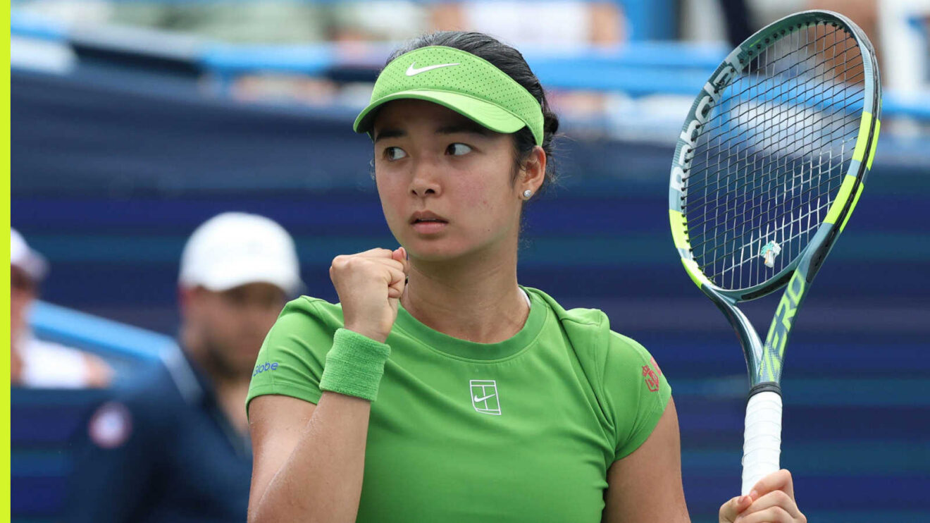 Pictured: Alex Eala fist pump during her match