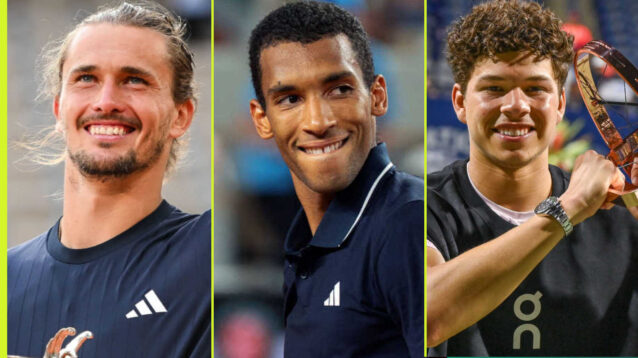 Pictured: Alexander Zverev, Felix Auger-Aliassime and Ben Shelton