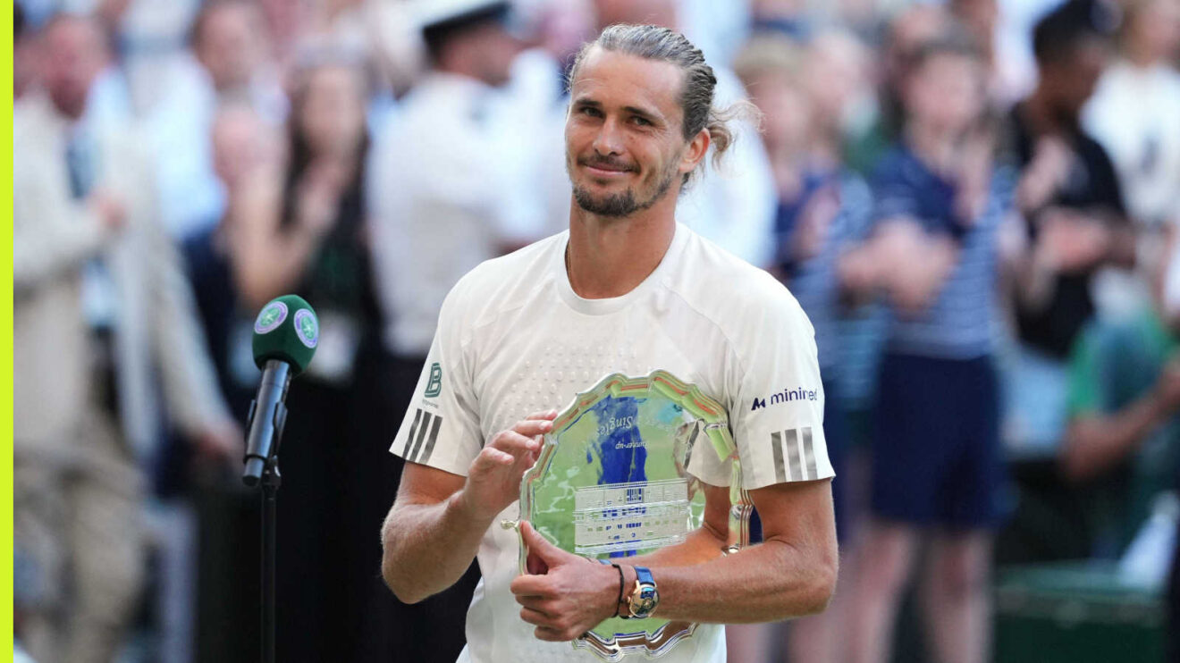Pictured: Alexander Zverev with the Wimbledon runner-up trophy