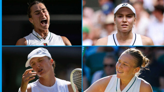 Pictured: Aryna Sabalenka, Elena Rybakina, Iga Swiatek and Amanda Anisimova