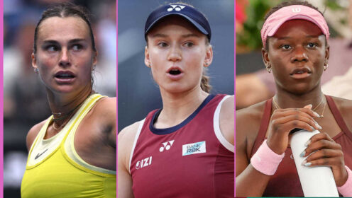 Pictured: Aryna Sabalenka, Elena Rybakina and Victoria Mboko