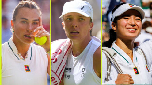 Pictured: Aryna Sabalenka, Iga Swiatek and Alex Eala