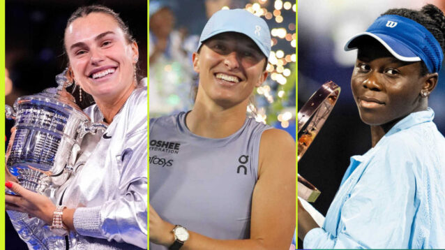Pictured: Aryna Sabalenka, Iga Swiatek and Victoria Mboko