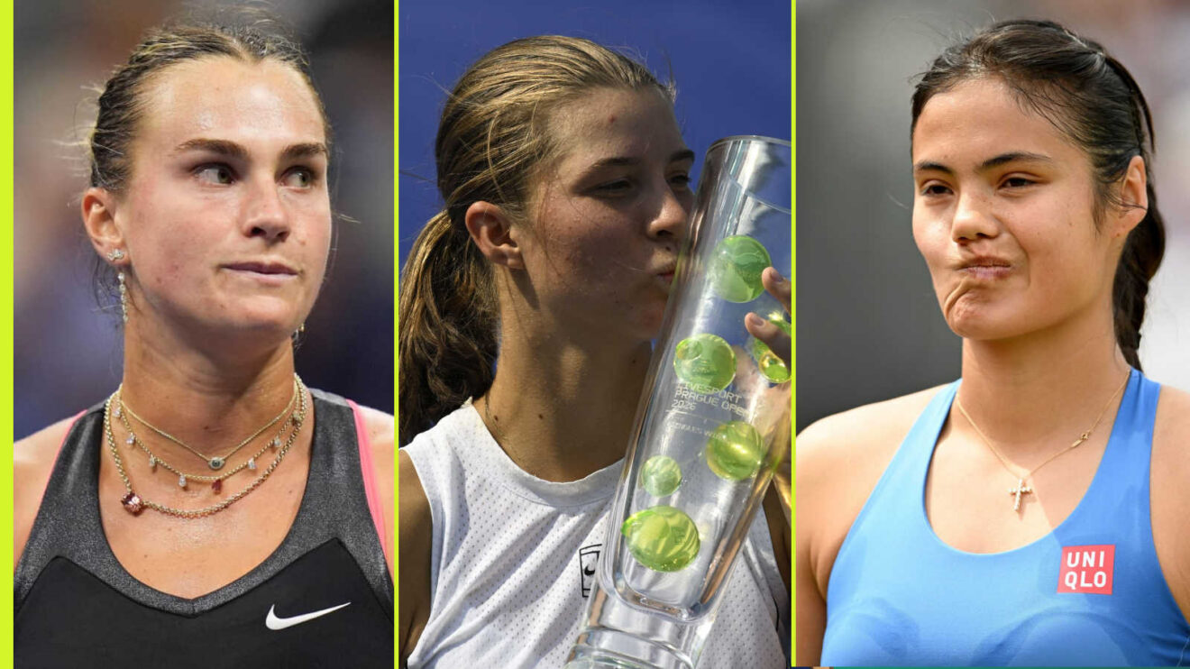 Pictured: Aryna Sabalenka, Lilli Tagger and Emma Raducanu