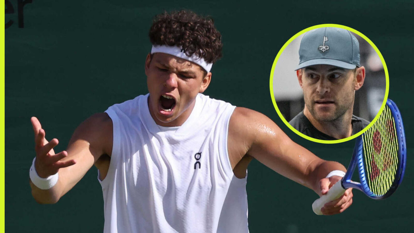 Pictured: Ben Shelton with an inset of Andy Roddick