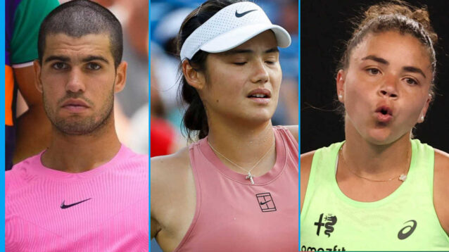 Pictured: Carlos Alcaraz, Emma Raducanu and Jasmine Paolini