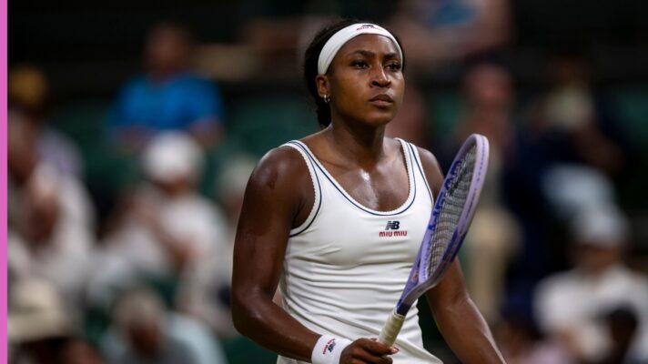 Coco Gauff during his Wimbledon 2026 match against Belinda Bencic