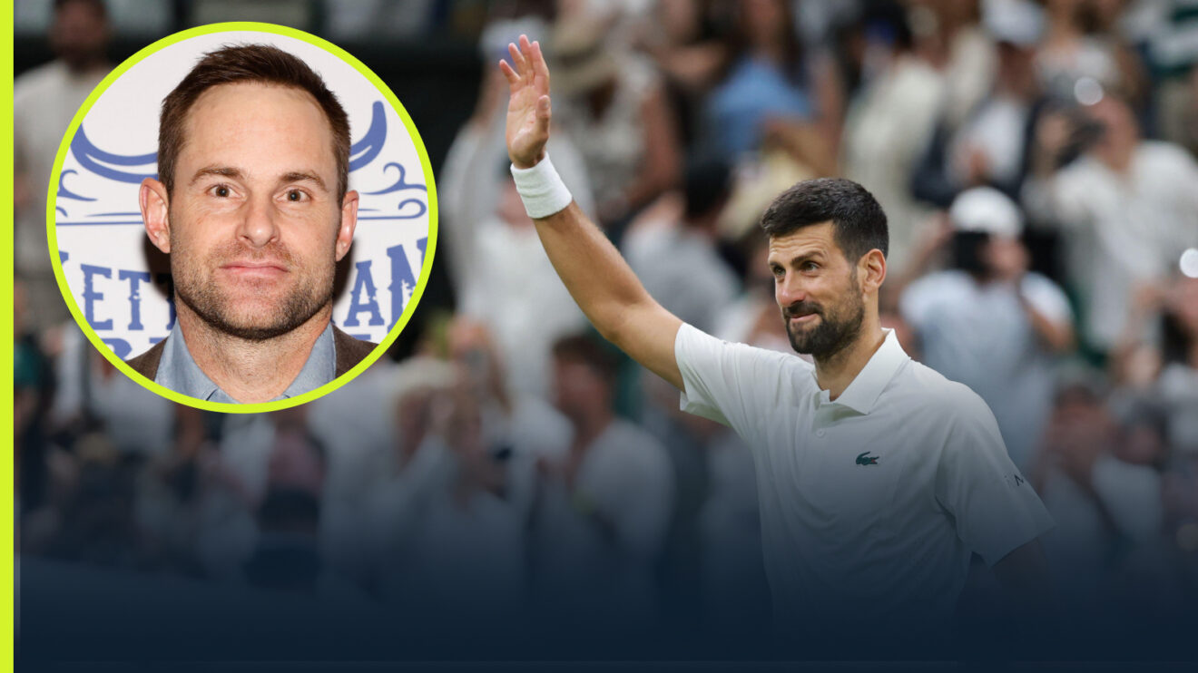 Novak Djokovic saluting the Wimbledon crowd after defeating Stefanos Tsitsipas