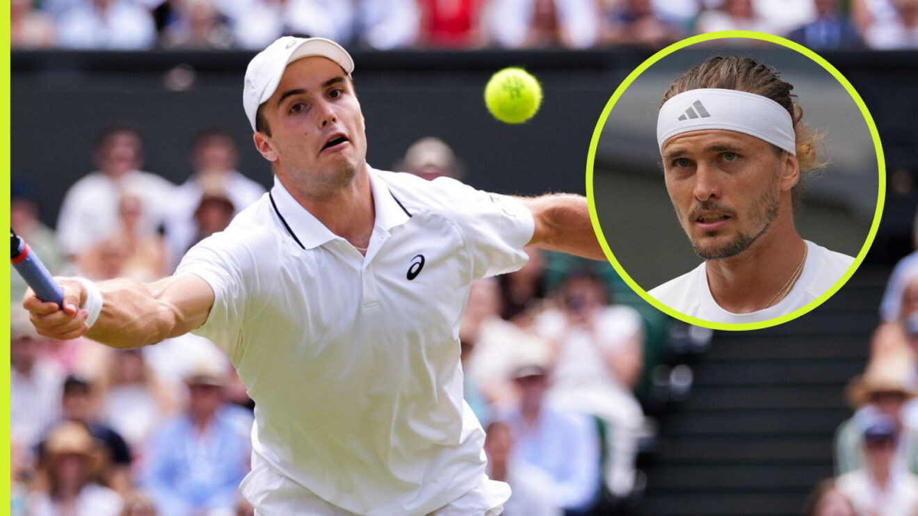 Pictured: Arthur Fery in action at Wimbledon, with Alexander Zverev (inset)