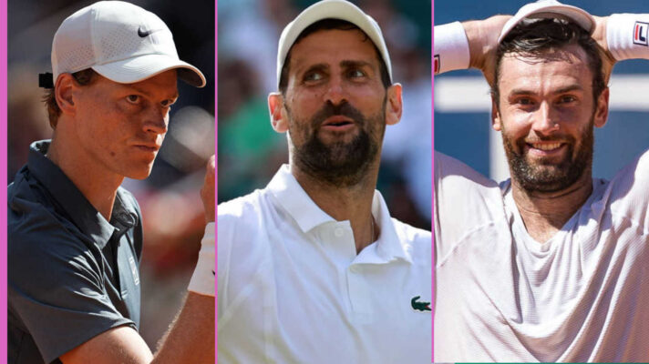 Pictured: Jannik Sinner, Novak Djokovic and Quentin Halys