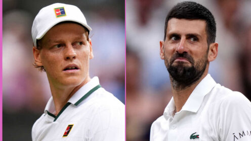 Pictured: Jannik Sinner and Novak Djokovic