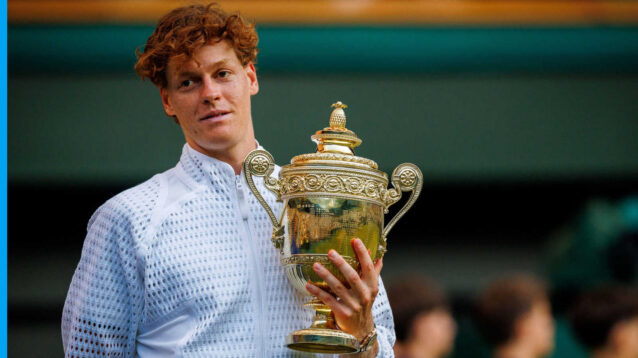 Pictured: Jannik Sinner celebrates with the Wimbledon trophy
