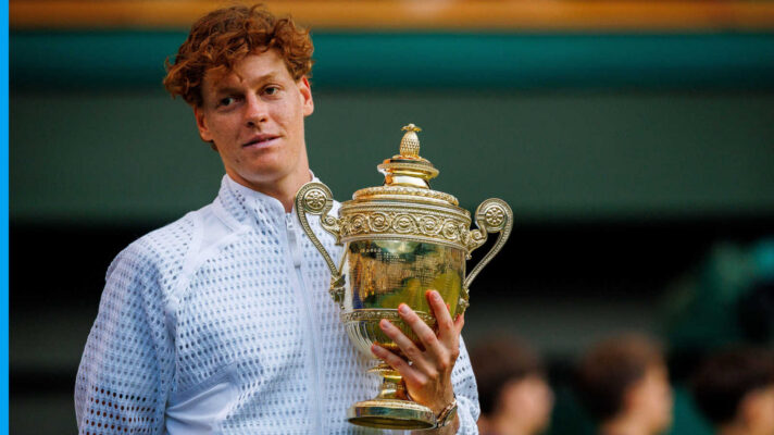 Pictured: Jannik Sinner celebrates with the Wimbledon trophy