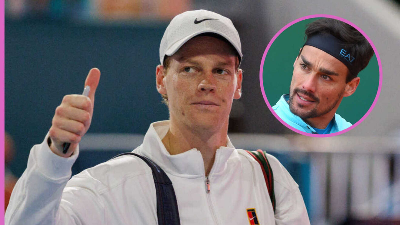 Pictured: Jannik Sinner with inset of Fabio Fognini