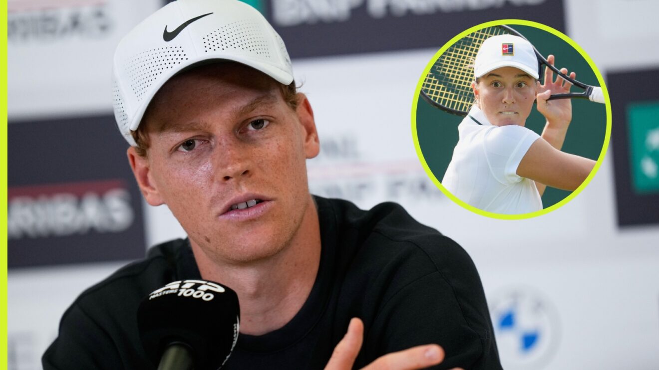 Jannik Sinner at a press conference and Lilli Tagger at Wimbledon