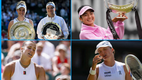 Pictured: Linda Noskova, Karolina Muchova, Alex Eala, Aryna Sabalenka and Iga Swiatek