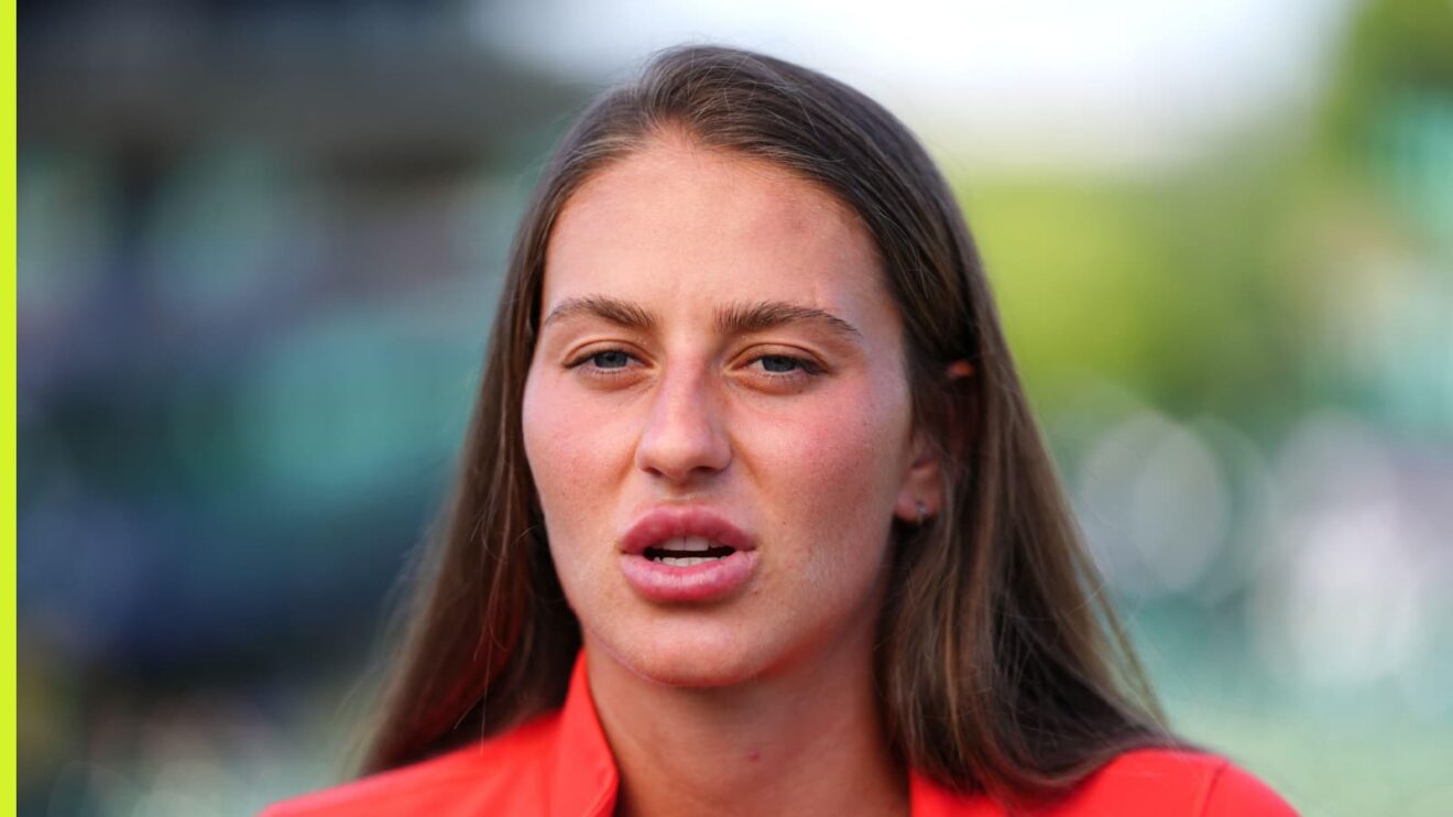 Marta Kostyuk speaks at Wimbledon