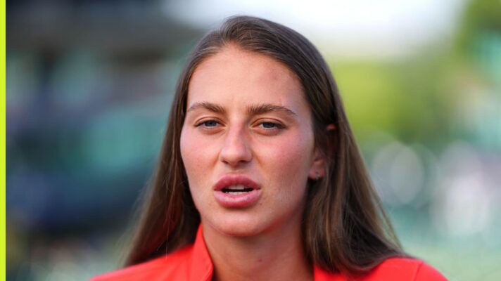 Marta Kostyuk speaks at Wimbledon