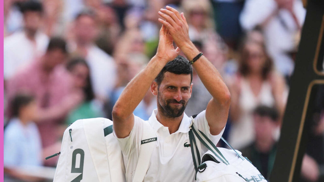 Pictured: Novak Djokovic applauds the crowd