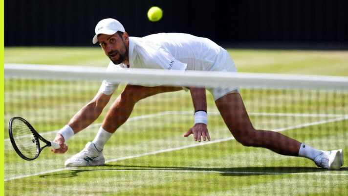 Novak Djokovic in action at Wimbledon