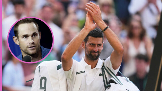 Pictured: Novak Djokovic with inset of Andy Roddick