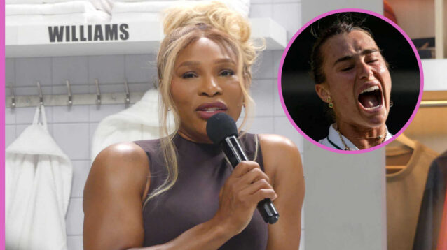 Pictured: Serena Williams with inset of Aryna Sabalenka
