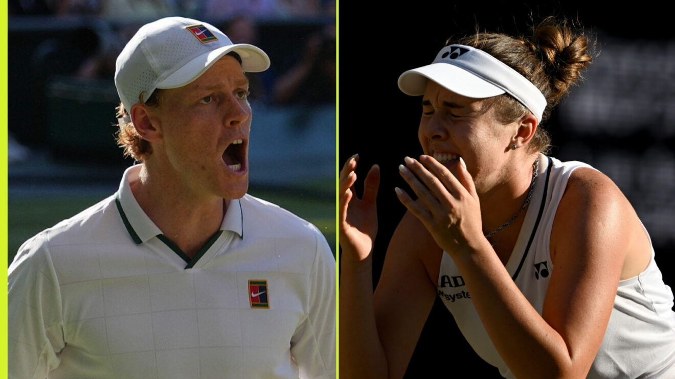 Pictured: Jannik Sinner and Linda Noskova celebrate winning Wimbledon