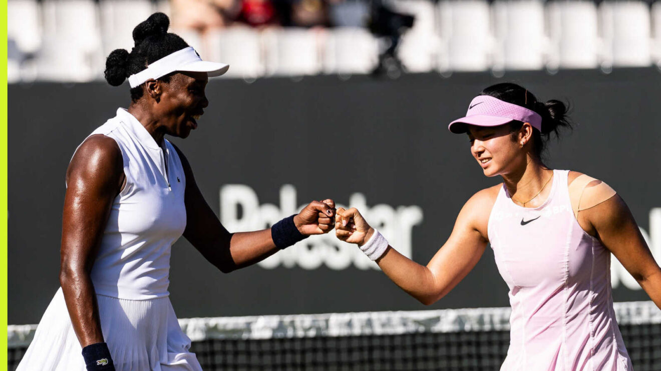 Pictured: Venus Williams and Alex Eala celebrate