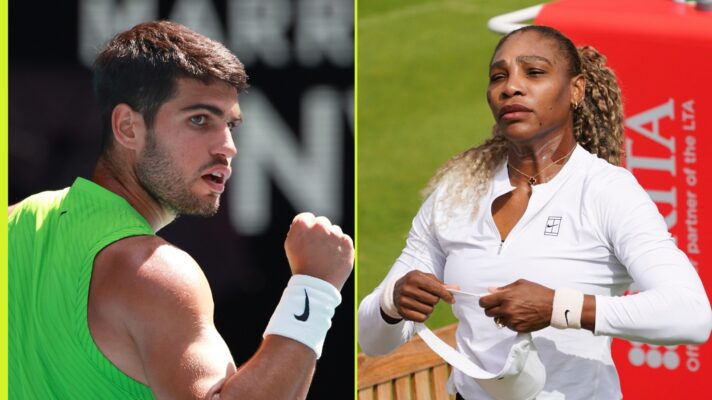 L-R: Carlos Alcaraz and Serena Williams