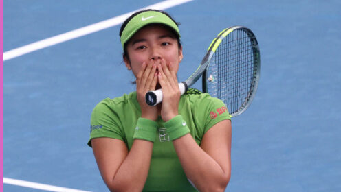 Pictured: A delighted Alex Eala after her match