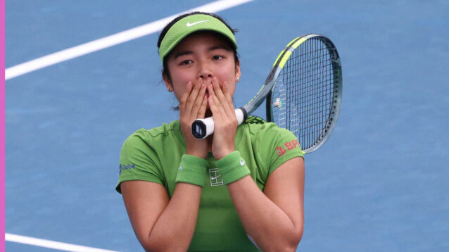 Pictured: A delighted Alex Eala after her match