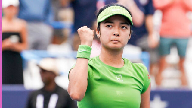 Pictured: Alex Eala with a fist pump