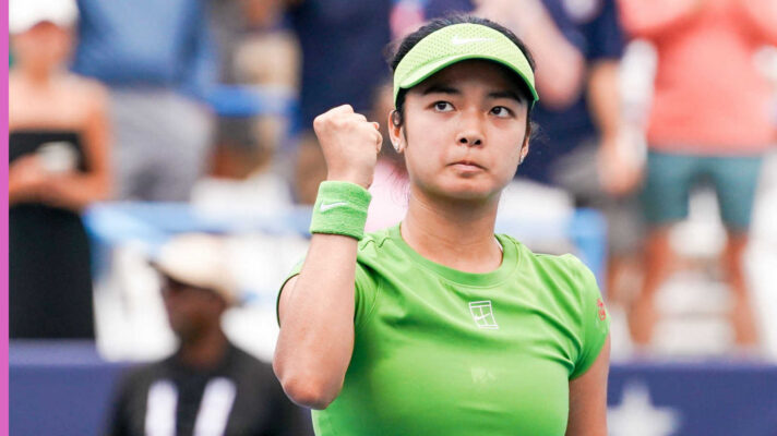 Pictured: Alex Eala with a fist pump