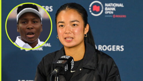 Pictured: Alex Eala with inset of Venus Williams