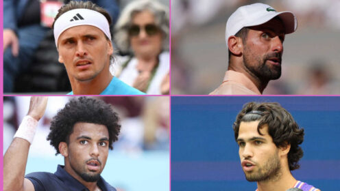Pictured: Alexander Zverev, Novak Djokovic, Arthur Fils and Carlos Alcaraz