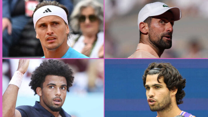 Pictured: Alexander Zverev, Novak Djokovic, Arthur Fils and Carlos Alcaraz