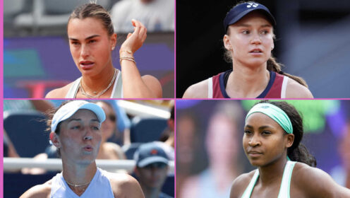 Pictured: Aryna Sabalenka, Elena Rybakina, Jessica Pegula and Coco Gauff
