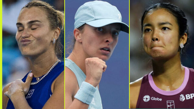 Pictured: Aryna Sabalenka, Iga Swiatek and Alex Eala