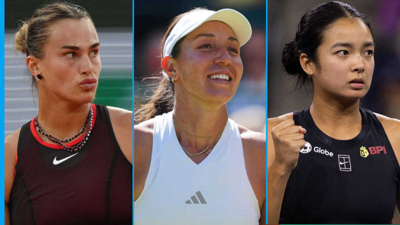 Pictured: Aryna Sabalenka, Jessica Pegula and Alex Eala
