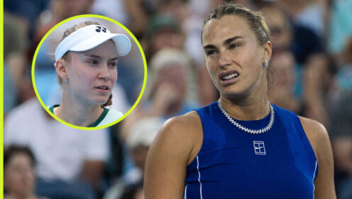 Pictured: Aryna Sabalenka with inset of Elena Rybakina