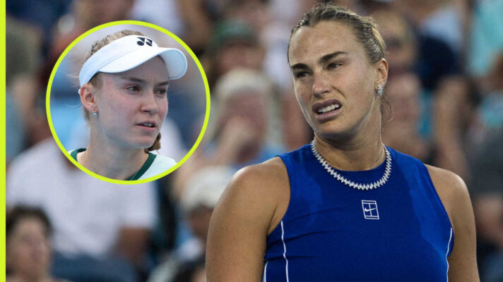 Pictured: Aryna Sabalenka with inset of Elena Rybakina
