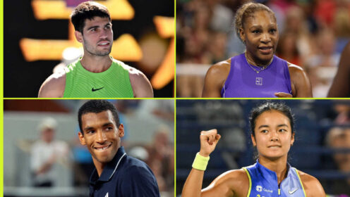 Pictured: Carlos Alcaraz, Serena Williams, Felix Auger-Aliassime and Alex Eala