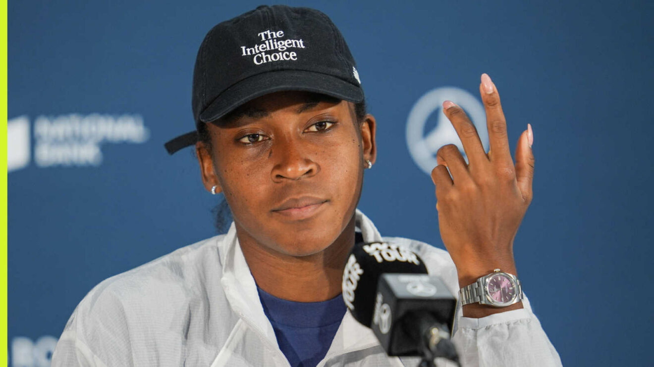 Pictured: Coco Gauff during a press conference
