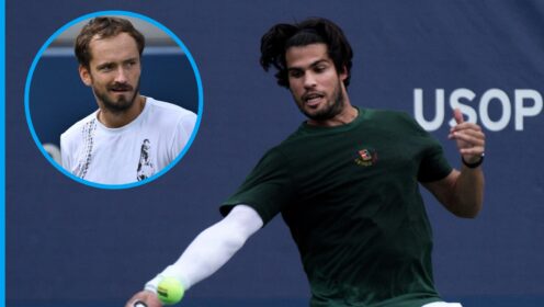 Daniil Medvedev and carlos alcaraz at the us open injury
